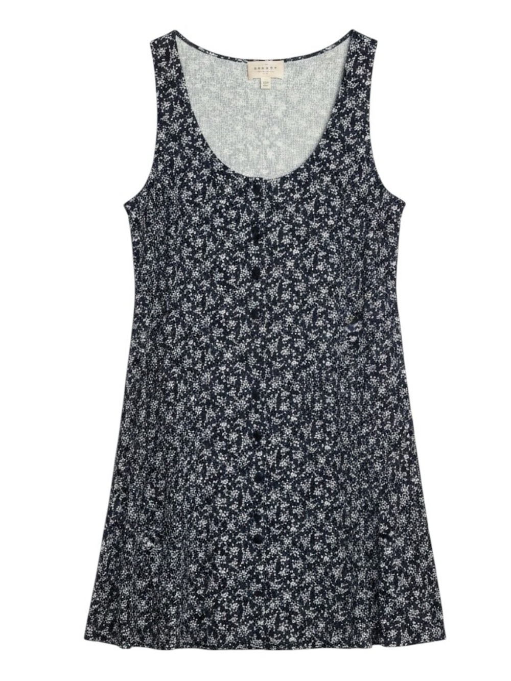Sezane Leo Dress Lanzarote Print Dark Navy Floral Organic Cotton Mini Size M